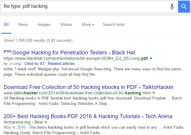 file type google search tricks
