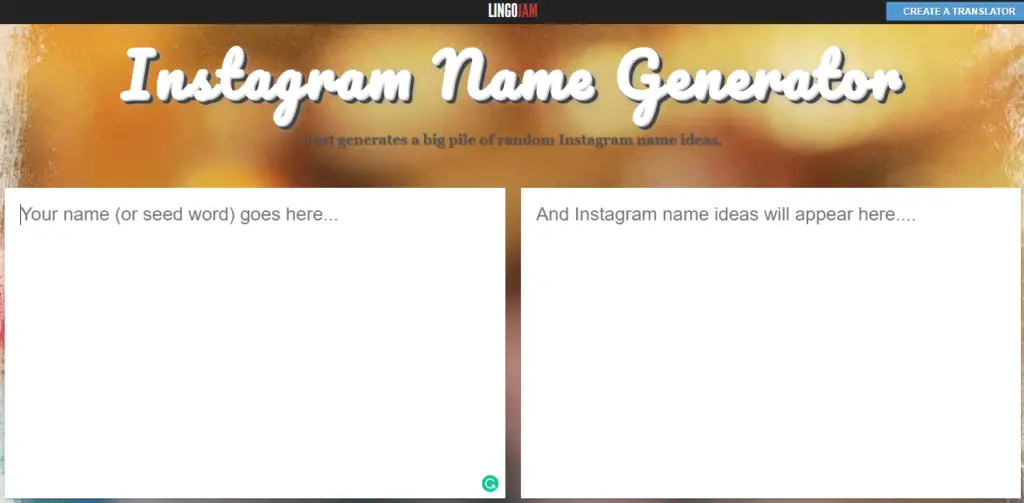 LINGOJAM insta name generator