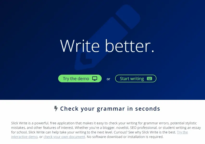 Slick write grammer checker