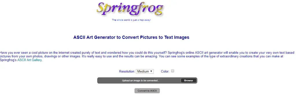 spring frog ascii converter