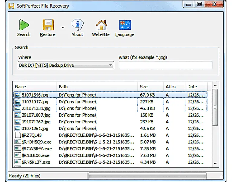 Best Data Recovery Software softperfect file recovery