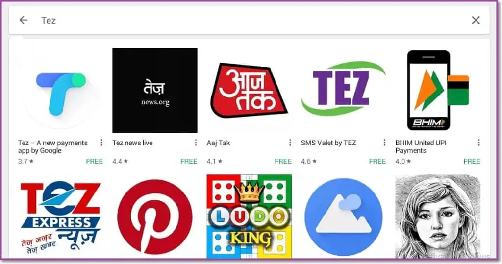 Tez App for PC home screen
