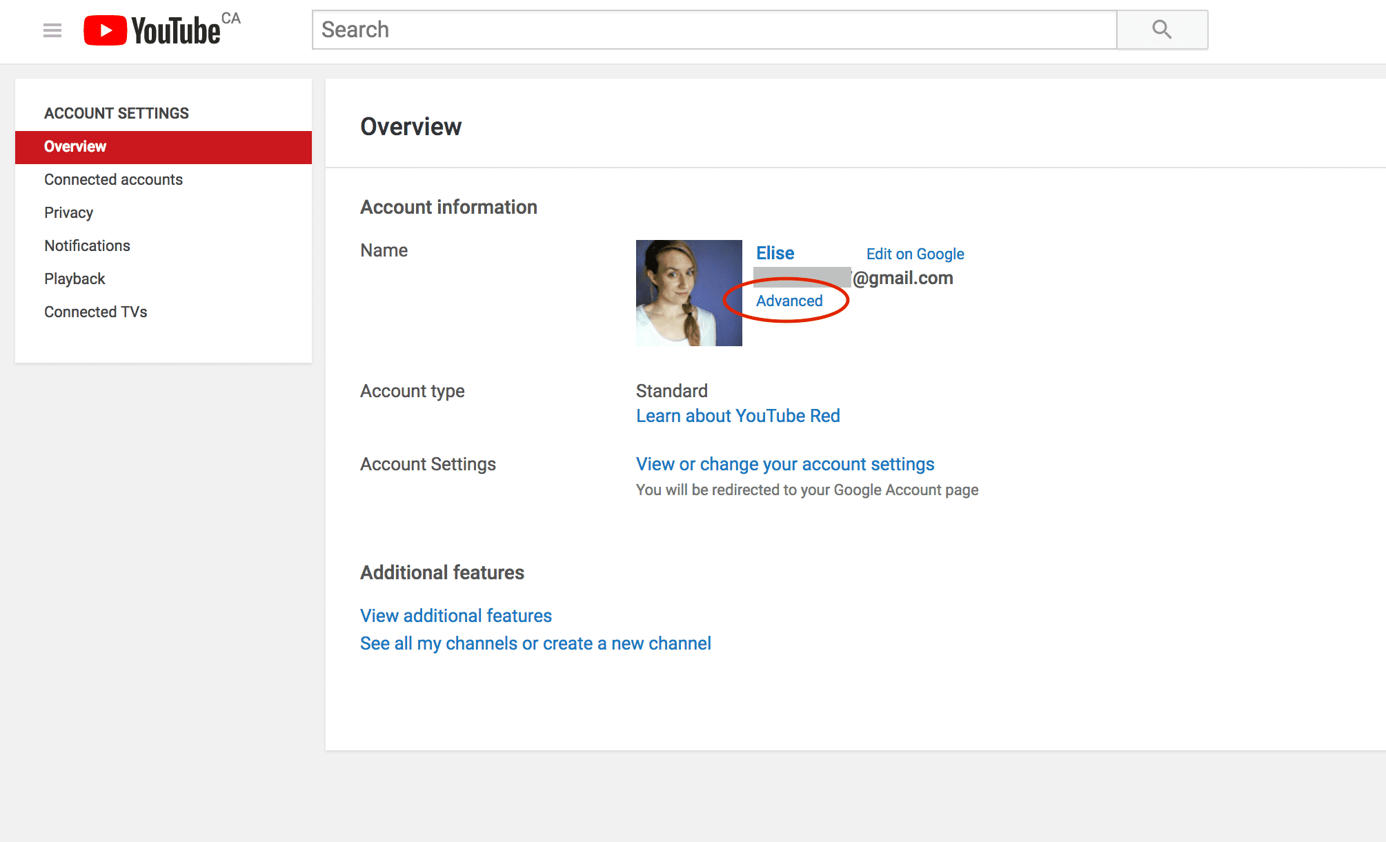 How to delete a YouTube channel advanced settings