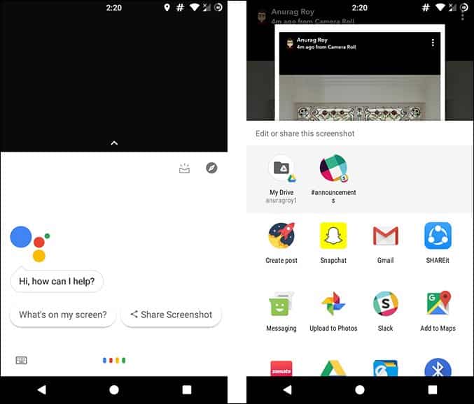 How to screenshot Snapchat GoogleAssistant 3
