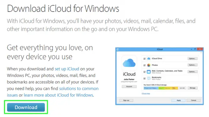 iCloud for windows 10 step 1