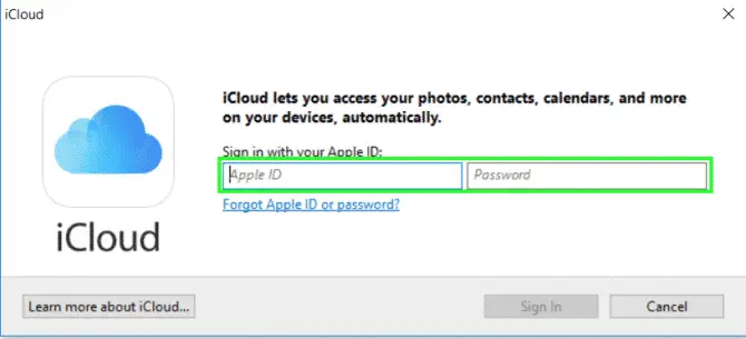 iCloud for windows 10 step 7