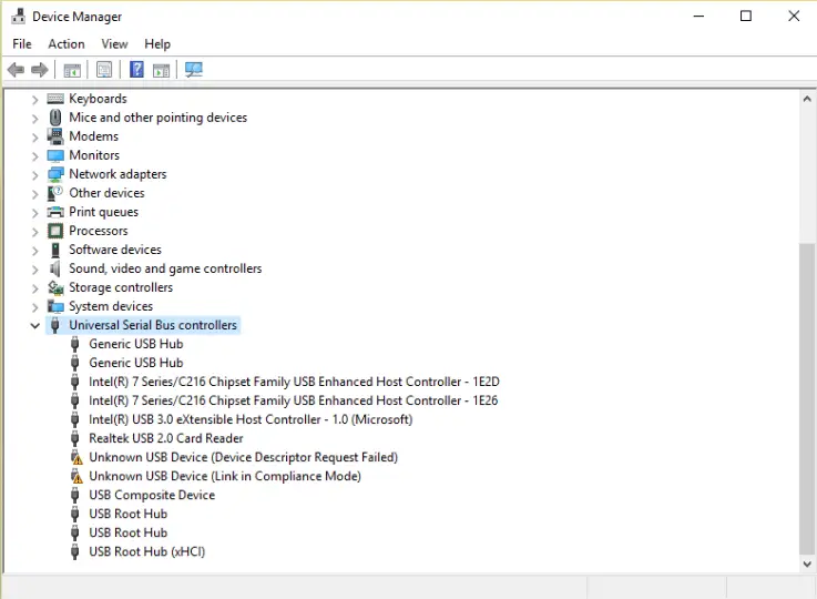 solve USB not recognised issue unisntall usb drivers