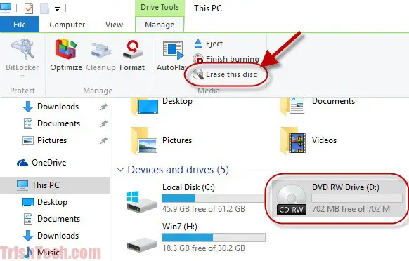 How to erase a CD/DVD on Windows 10